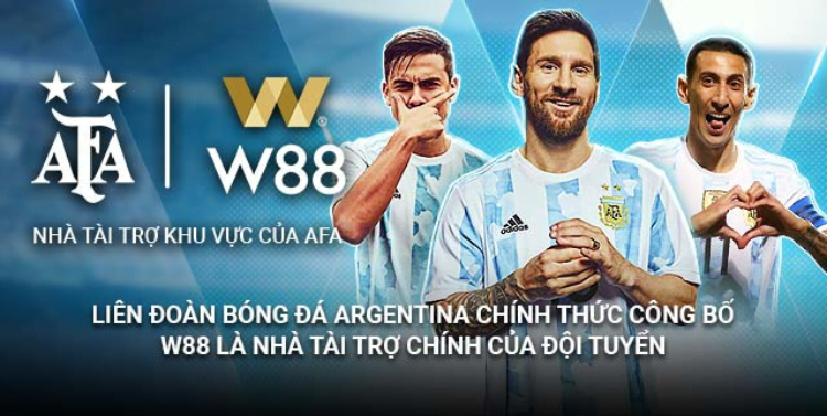 Liên đoàn bóng đá Argentina đã có thông báo chính thức, nhà cái W88 là đơn vị tài trợ chính của đội tuyển quốc gia